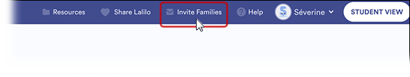 The top menu with 'Invite Families' circled.