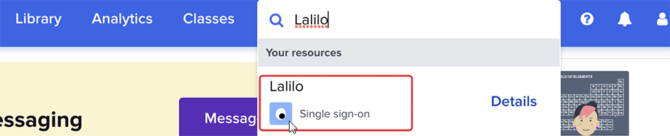The Clever menu bar, with 'lalilo' entered in the search field.
