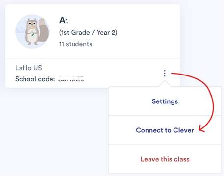 A drop-down list with 'Connect to Clever' circled.