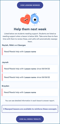 An example 'Help them next week' email.